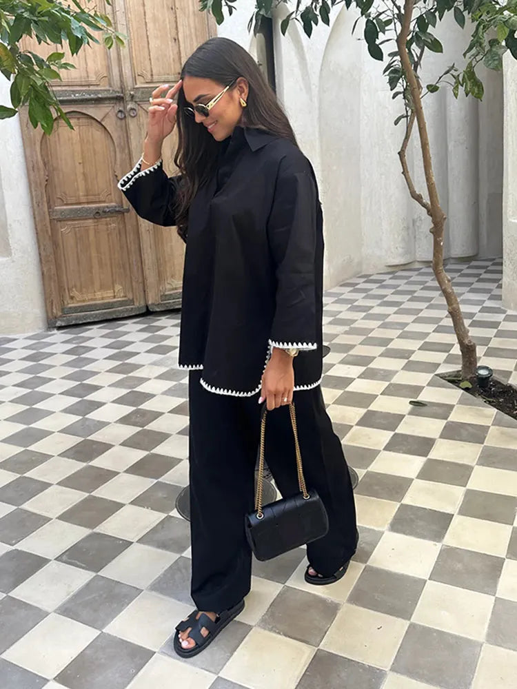 Valentina™ - Women's Long Sleeve Blazer & Wide Leg Trouser Set