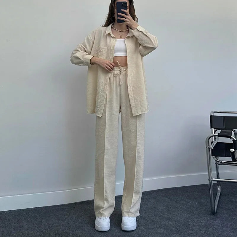 Emery™ - Button-Up Shirt & Wide Leg Pants Set
