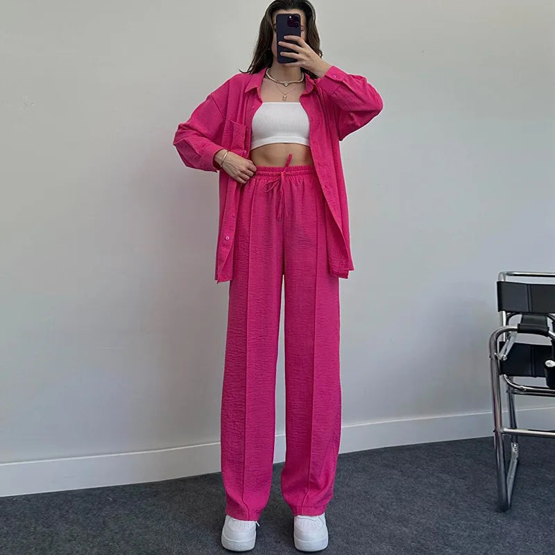Emery™ - Button-Up Shirt & Wide Leg Pants Set