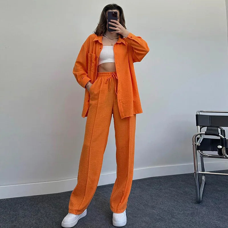 Emery™ - Button-Up Shirt & Wide Leg Pants Set