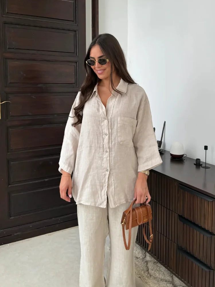 Valentina™ - Women's Long Sleeve Blazer & Wide Leg Trouser Set
