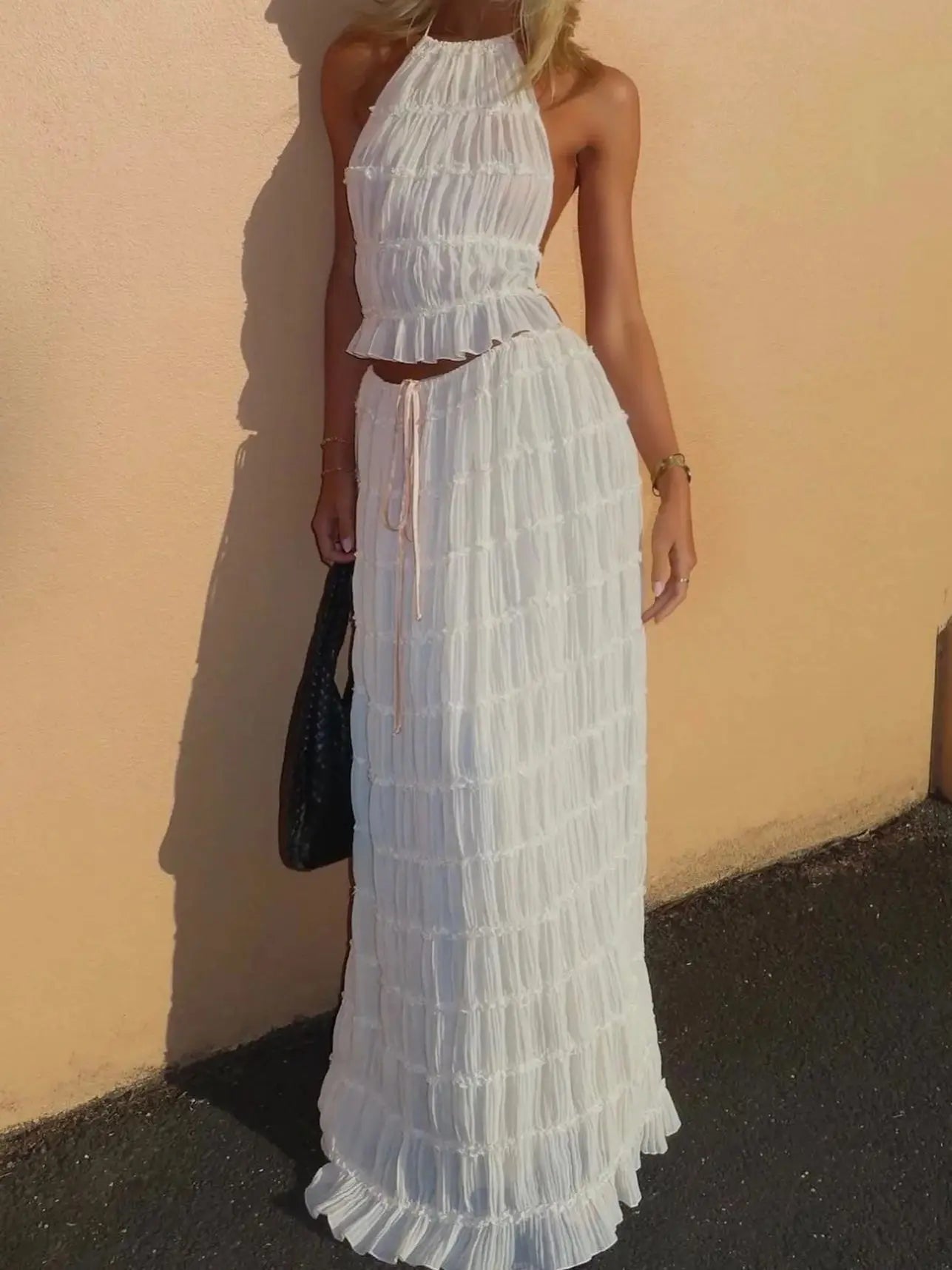 Elizabeth™ - Backless Halter Neck Top and Maxi Skirt Set