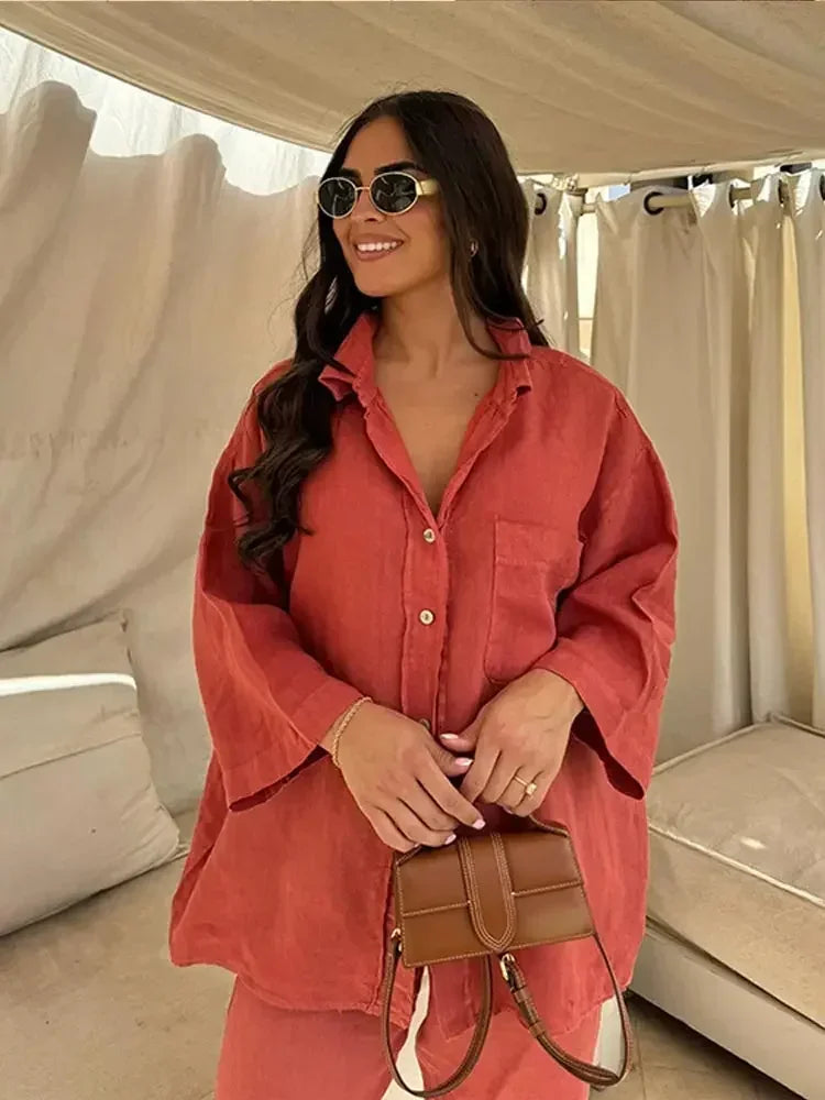 Valentina™ - Women's Long Sleeve Blazer & Wide Leg Trouser Set
