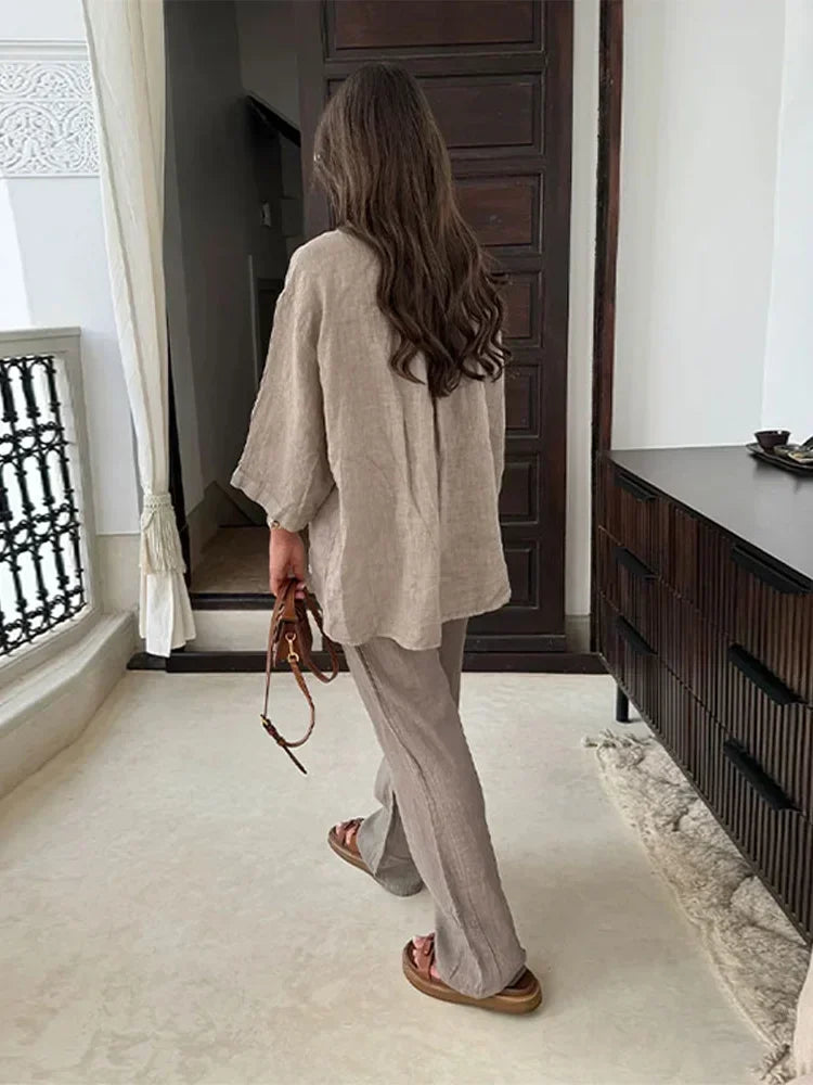 Valentina™ - Women's Long Sleeve Blazer & Wide Leg Trouser Set