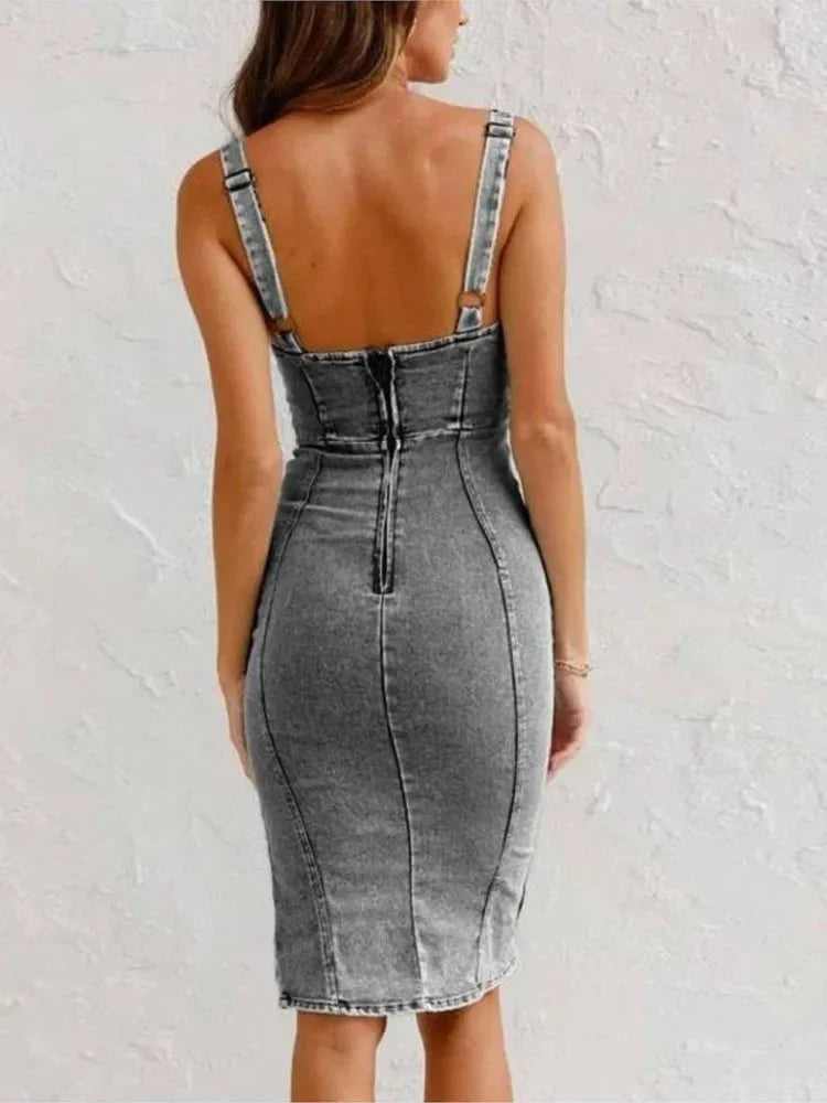 Lydia™ - Jean Dress with Adjustable Straps