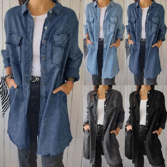 Rosanna™ - Denim Comfortable Long Coat Shirt