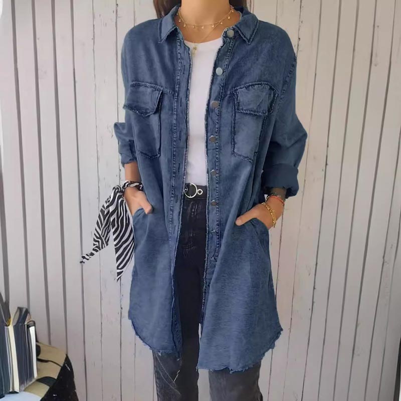 Rosanna™ - Denim Comfortable Long Coat Shirt