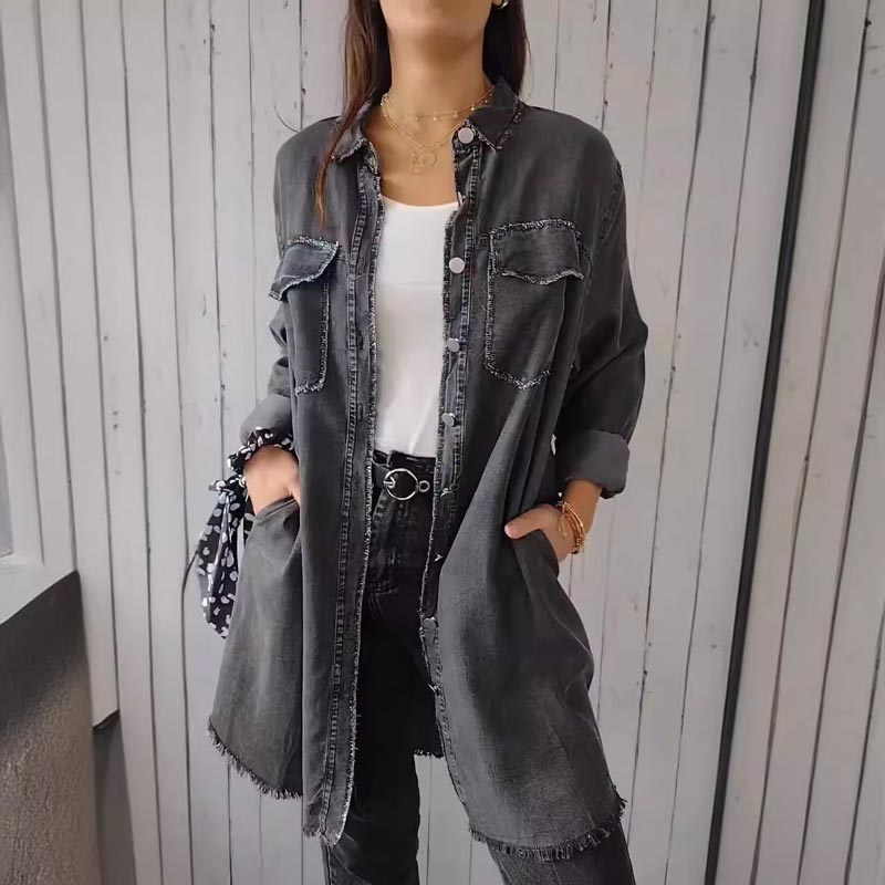 Rosanna™ - Denim Comfortable Long Coat Shirt