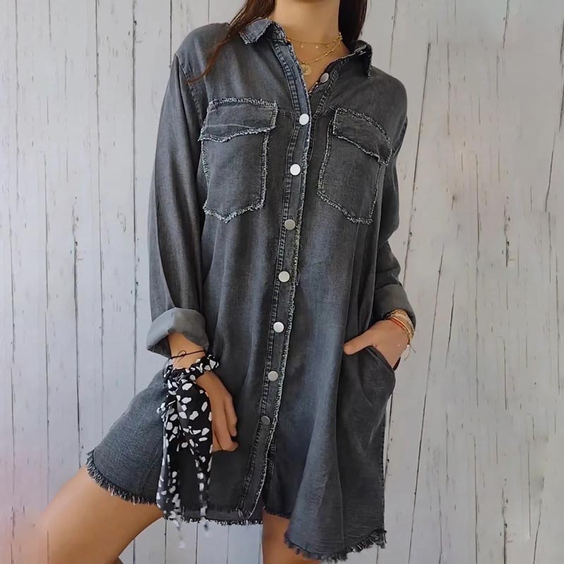 Rosanna™ - Denim Comfortable Long Coat Shirt