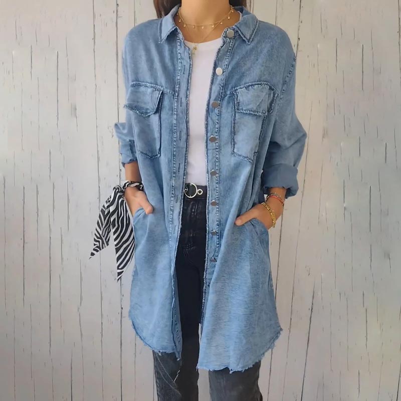 Rosanna™ - Denim Comfortable Long Coat Shirt