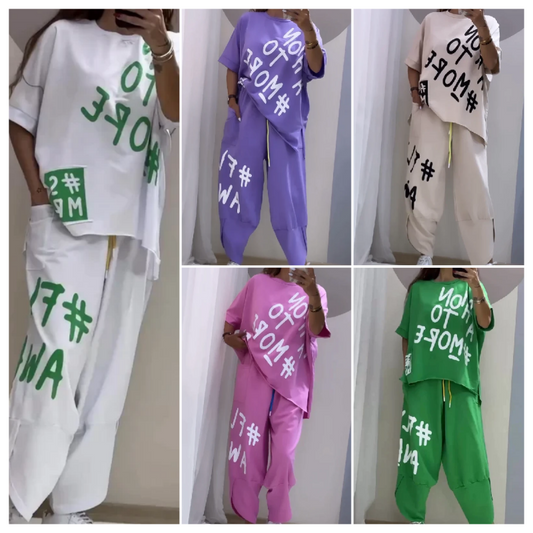 Audrey™ - Two-Piece T-Shirt And Trousers For Casual Women